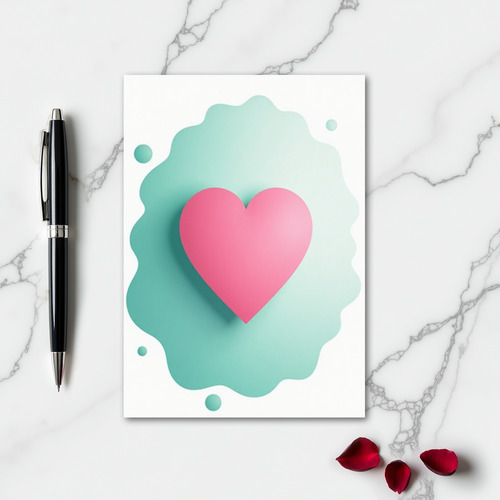 Simple Wavy Pink Heart Card