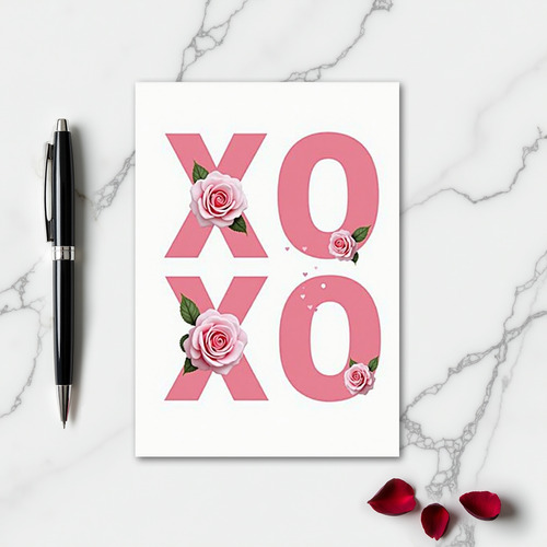 Simple Xoxo Roses Love Card