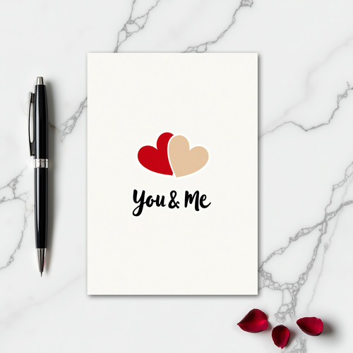 Simple You And Me Hearts Card
