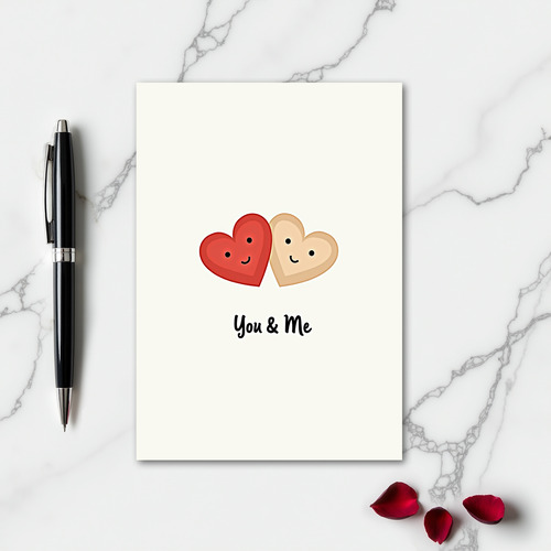 Simple You And Me Textured Hearts Card