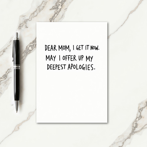 Sincere Mom Apology Note Card