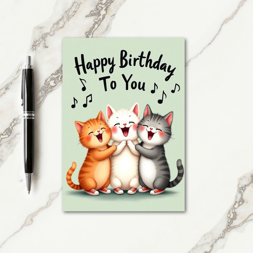 Singing Cat Birthday Card