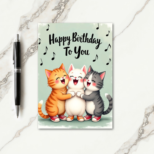 Singing Cats Birthday Card