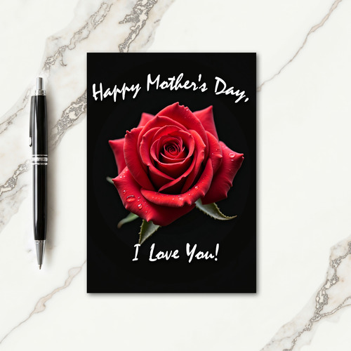 Single Rose Mothers Day Card