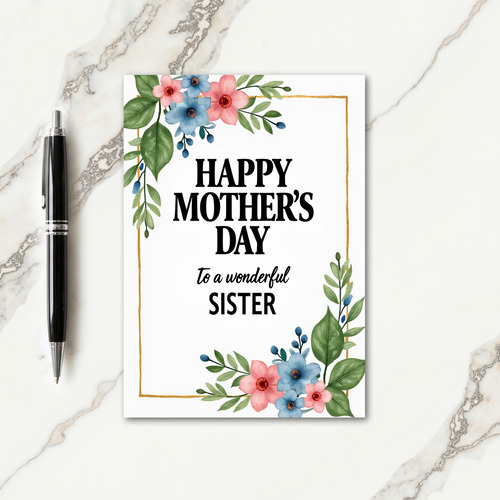 Sister Watercolor Mothers Day Card