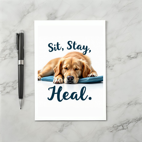 Sit Stay Heal Funny Get Well Card