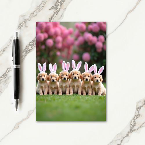 Six Puppy Friends Cute Scene Card