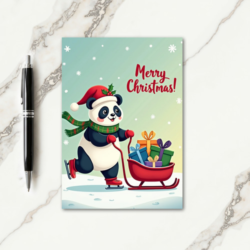 Skating Animal Christmas Card