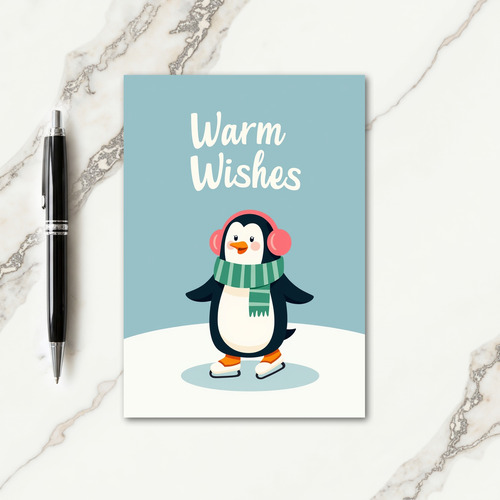 Skating Bird Winter Wishes Card