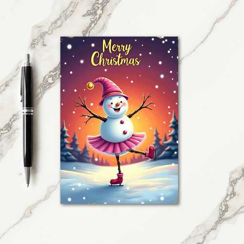 Skating Snowman Christmas Card