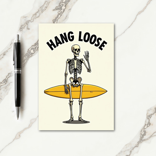 Skeleton Surfer Birthday Card