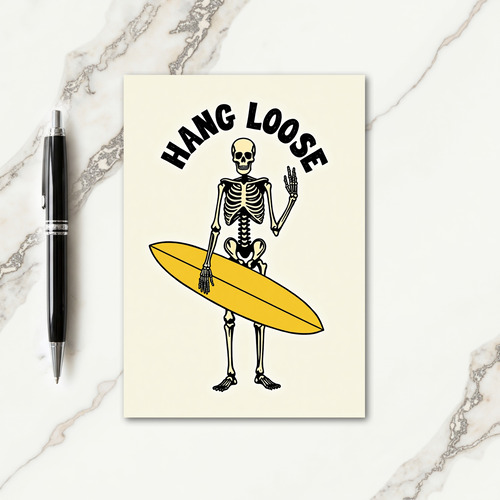 Skeleton Surfer Birthday Wish Card