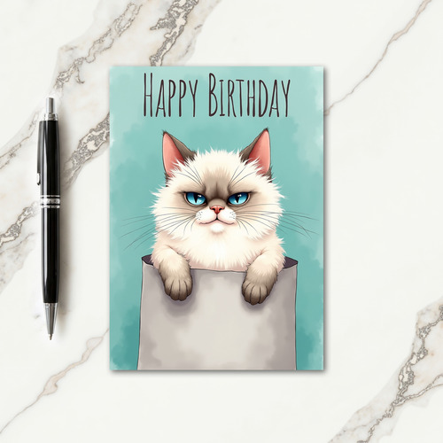 Skeptical Feline Birthday Card