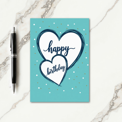 Sketched Hearts Birthday Card