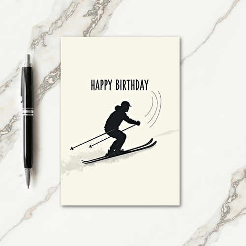 Ski Silhouette Birthday Card