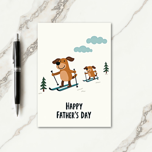 Skiing Fathers Day Art Card