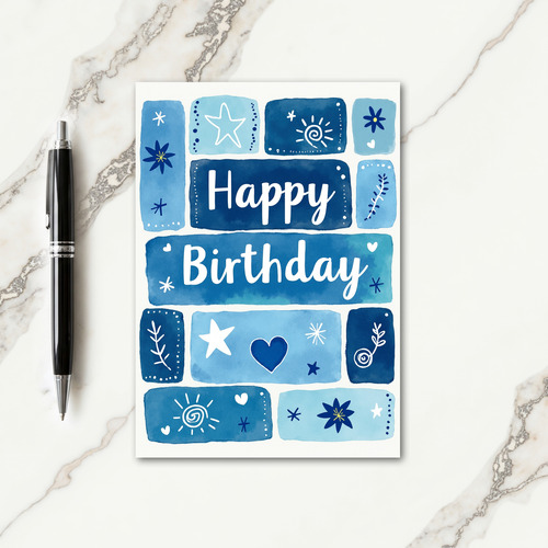 Sky Blue Birthday Blocks Card