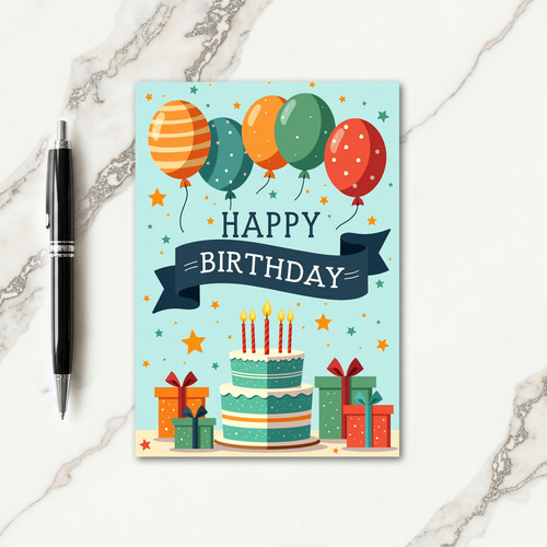 Sky Blue Birthday Stars Card