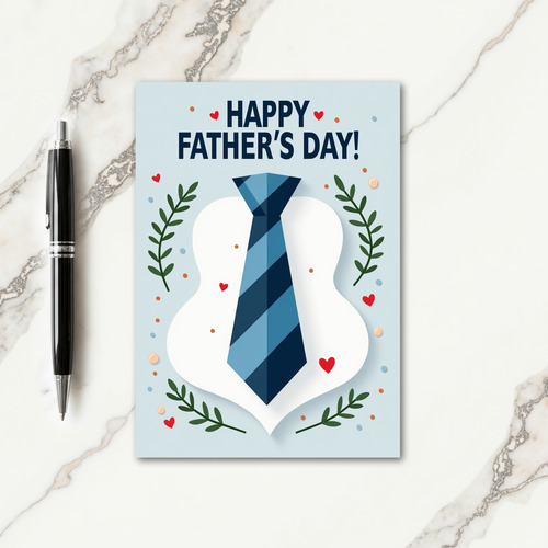 Sky Blue Fathers Day Tie Card
