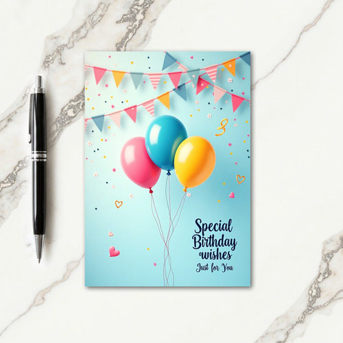 Sky Blue Festive Birthday Card