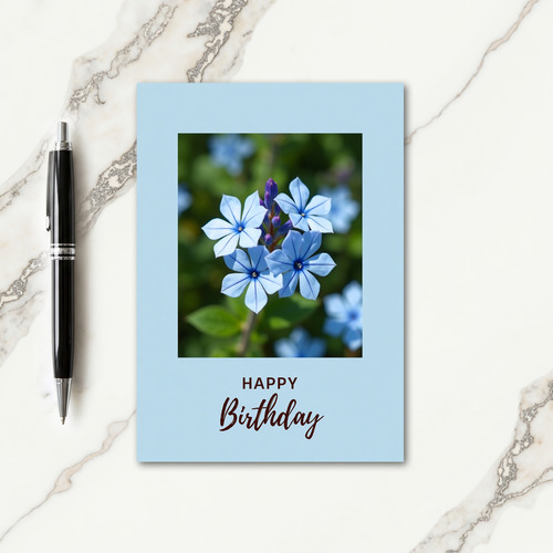 Sky Blue Floral Birthday Card