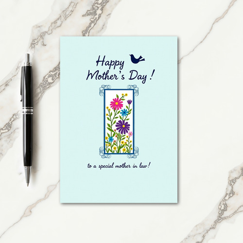 Sky Blue Floral Message Card