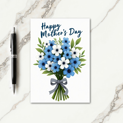 Sky Blue Floral Mothers Day Card