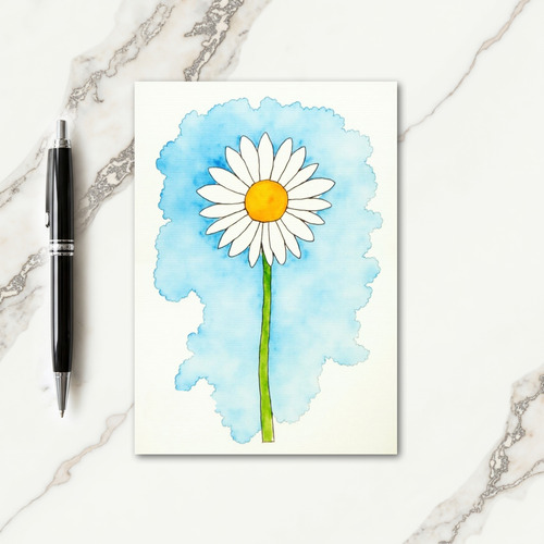 Sky Blue Floral Watercolor Card