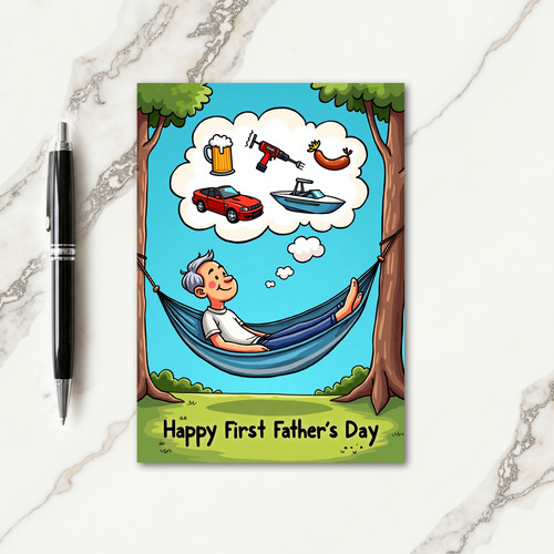 Sky Blue Hammock Fathers Day Card
