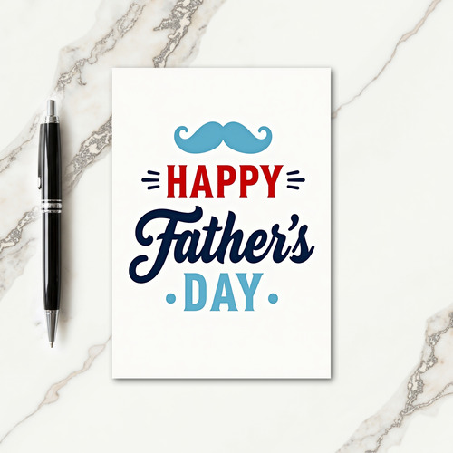 Sky Blue Mustache Fathers Day Card