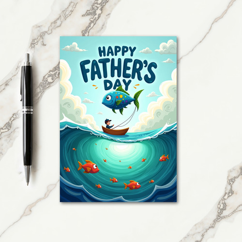 Sky Catch Fathers Day Boat Card