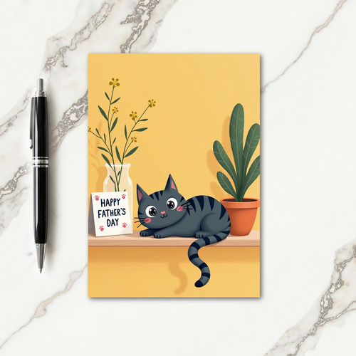 Slate Cat Fathers Day Card