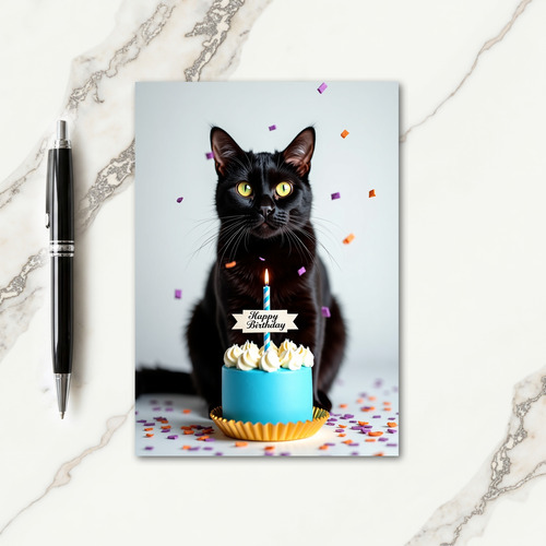Sleek Cat Cake Birthday Card