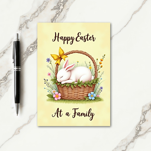 Sleeping Bunny Floral Basket Card