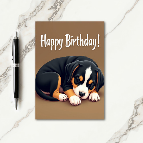 Sleeping Puppy Birthday Card