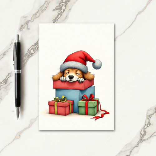 Sleepy Puppy Christmas Card