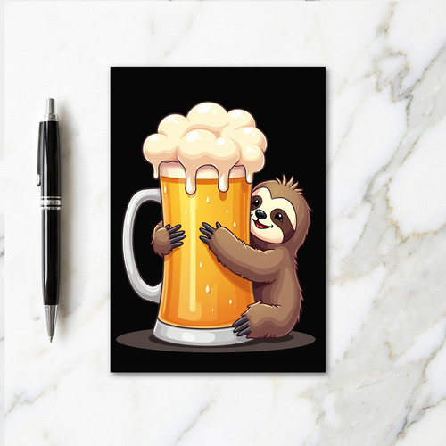 Sloth Loves Beer Funny Card