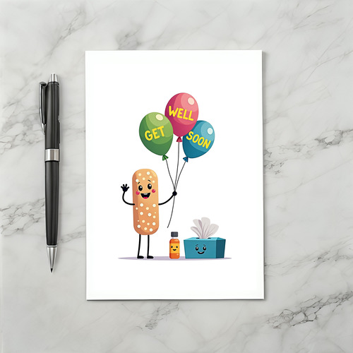 Smiling bandaid get well card