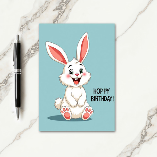 Smiling Bunny Birthday Card