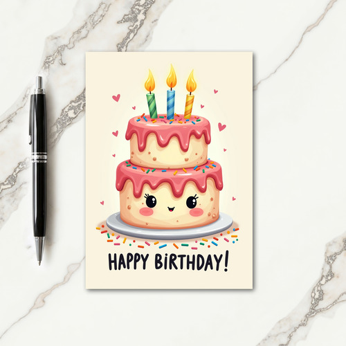 Smiling Cake Illustration Card