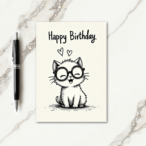 Smiling Cat Birthday Card