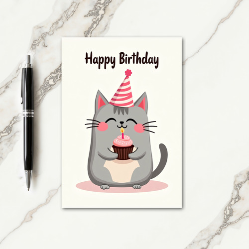 Smiling Cat Birthday Treat Card