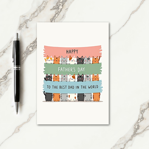 Smiling Cat Dads Day Card