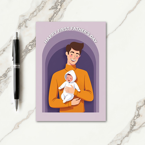 Smiling Dad And Baby Day Card