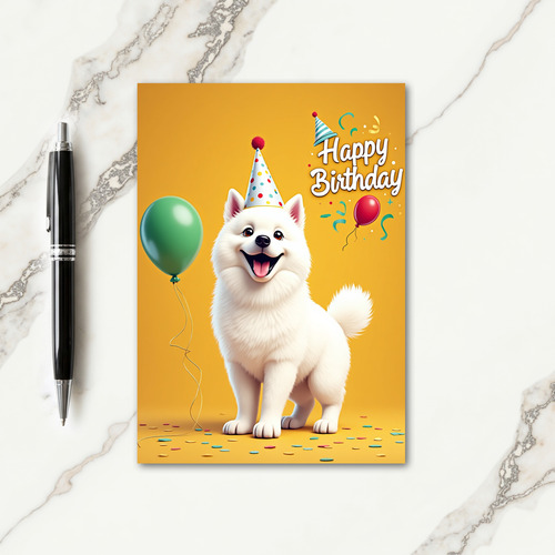 Smiling Dog Hat Birthday Card