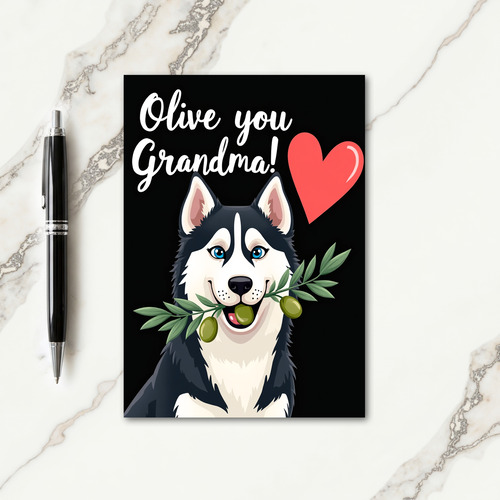 Smiling Dog Olive Branch Card