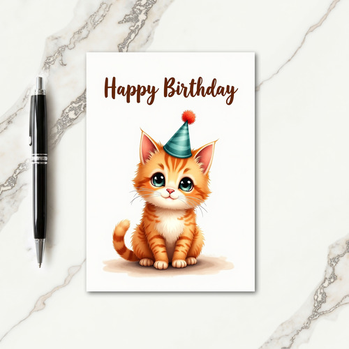 Smiling Feline Birthday Card
