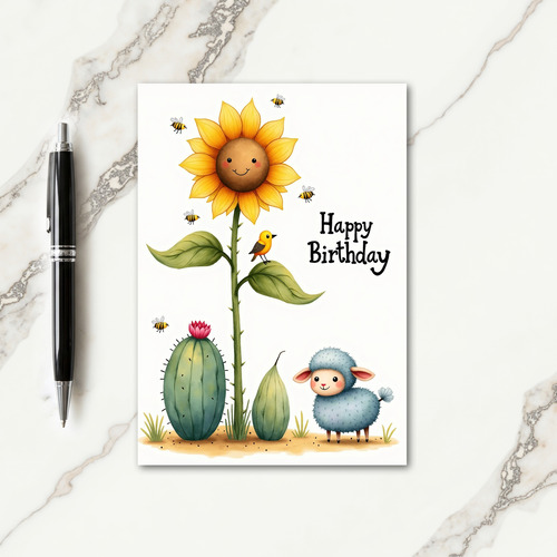 Smiling Flower Birthday Card