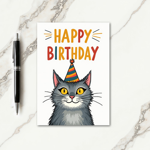 Smiling Furball Party Card
