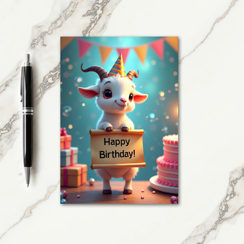 Smiling Goat Birthday Card